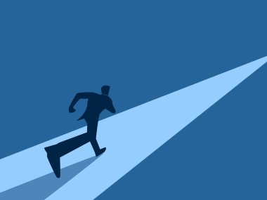 Kariyer, iş adamı iş yolunda koşuyor.