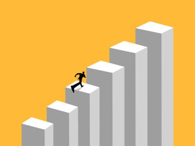 Büyüyen, İlerleyen, büyüyen çubuk grafiğinde çalışan İşadamı