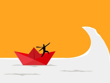 Cesur, Zorlu Sorunlar, Kağıt Teknede Büyük Dalgalarla Karşılaşan İşadamı