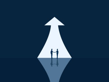 Creating Success Together, Two Businessmen Agreeing at the Growth Arrow Gate