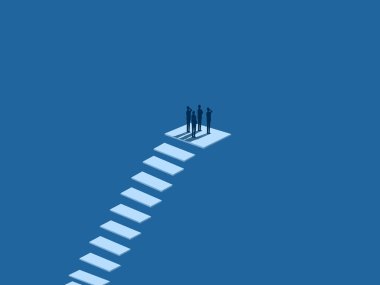 Confident, Achieve, Success, Businessman team at the top of the ladder