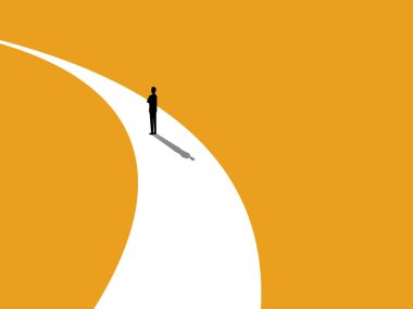 End of the road, businessman standing on a curve