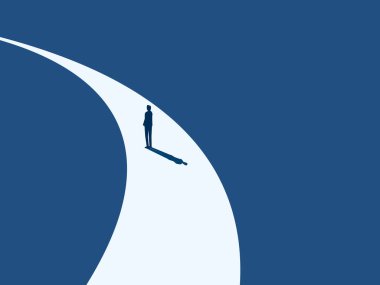 Project completed, businessman standing on a curve