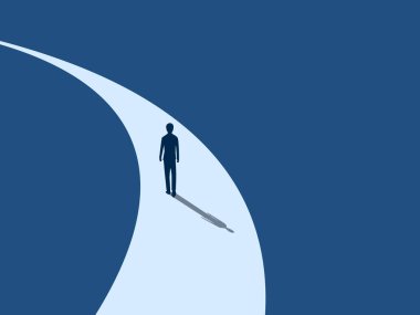 Project completed, businessman walks to the final bend