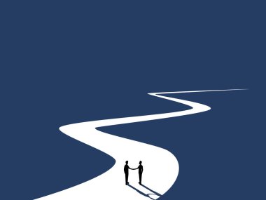 Merge, Two Businessmen Join Hands on a Long Distance Journey