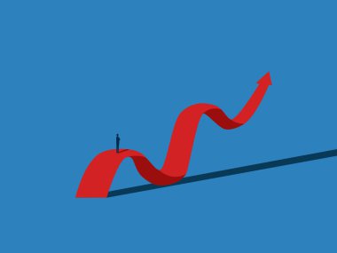 Development, ambition, businessman decide on growth graph