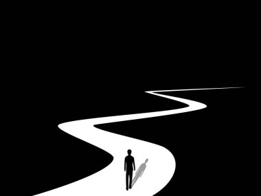 Ambitious, Businessman walking on a long and complicated road