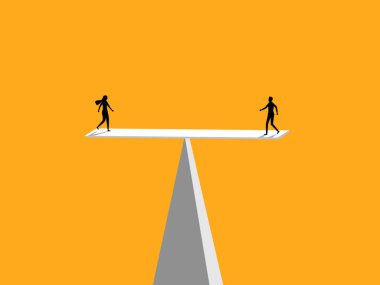 gender equality, two men and women on balance