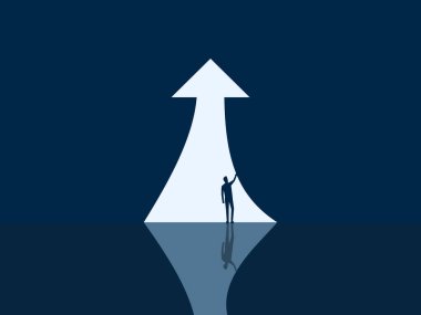 Businessman opens curtain of growth. Business and investment concept