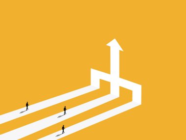 Different business people on the same path to the same destination