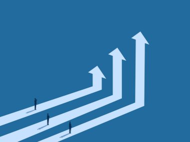 Business Competition, Businessman Standing on Different Growth Graphs