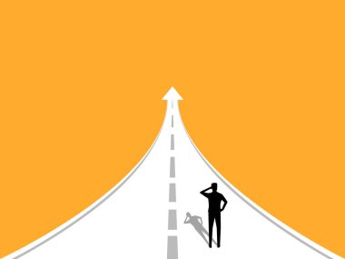 Kariyer, iş adamı gelecekteki büyüme yolunda yürüyor, iş kavramı.