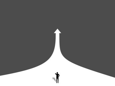 İş adamı gelecekteki büyüme yolunda yürüyor, iş konsepti