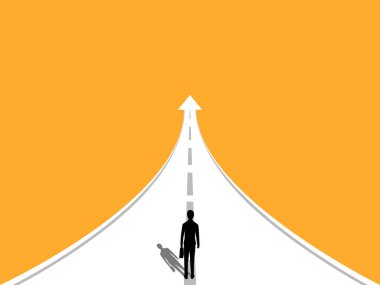 Devam et, İşadamı okun büyümesi üzerinde yürüyen