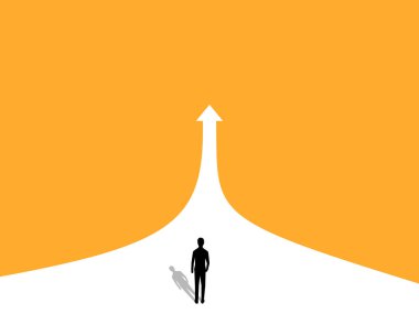 Karayolu okunun üzerinde yürüyen işadamı