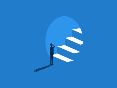 İşadamı Adım Adım Merdivenlere Bakıyor