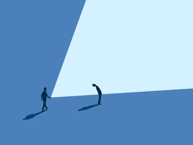 İş adamı ekibine yol göstermek için fener tutar.