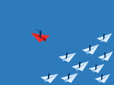 Vision, kağıttan bir uçağa binen işadamı kalabalıktan sıyrılıyor.