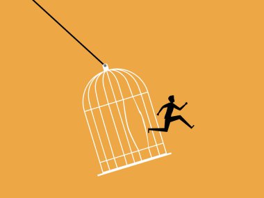 Güvenli bölgeden kaçarken, iş adamı kafesinden fırlar.