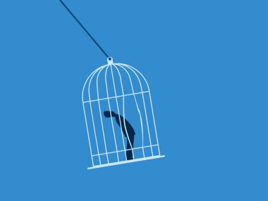 Kaçış, iş adamı kafesten özgürlüğe kaçmaya çalışır.