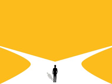 Bir kariyer yolu seç, bir dönüm noktasında bir adam