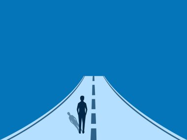 İş adamı hayallerinin büyük yolunda dimdik ayakta duruyor.