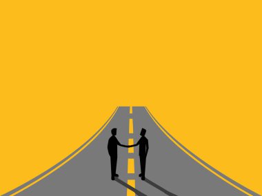 Birleşin, iki işadamı ana yolda el sıkışıyor.