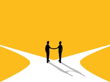 İş Dünyasında Benzer Düşünen İki İş Adamı Bir Kavşakta Tokalaşıyor