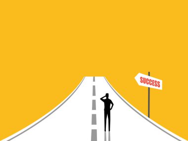 İşadamı başarının işaretine bakıyor.