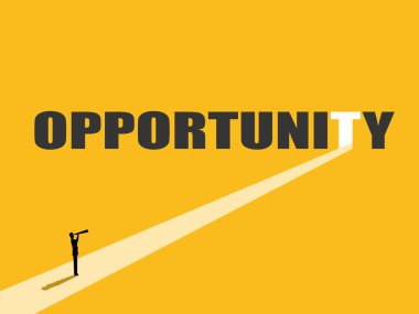 İş adamı teleskopa bakıyor. Yeni fırsat kapısı arıyor.