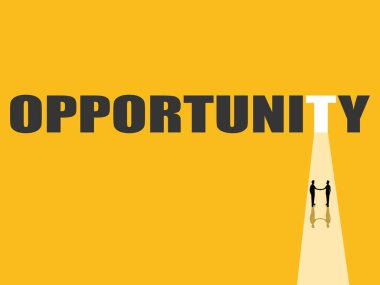 İki işadamı yeni iş fırsatları kapısının önünde el sıkışıyor.