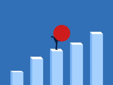 Taşı Taşıyan İşadamı Büyüme Çizelgesi Üzerinde Sıkı Çalışıyor