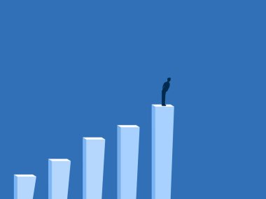 İşadamı Finansal Büyüme Çubuğu Grafiğinde Durduğundan Emin