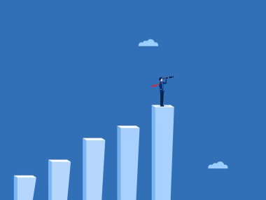 Bir bar çizelgesinde dürbün tutan bir işadamı yeni bir iş arıyor.