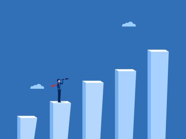 Bir bar çizelgesinde dürbün tutan bir işadamı büyüme arıyor