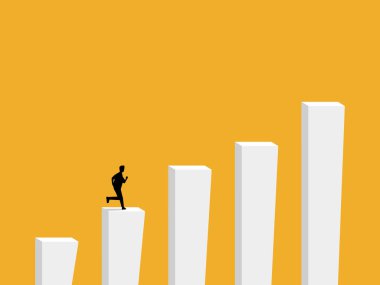 Büyüme çubuğu grafiğinde çalışan bir işadamı