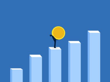 Kâr artar, İşadamı bozuk paraları bar tablosuna taşımaya çalışır.