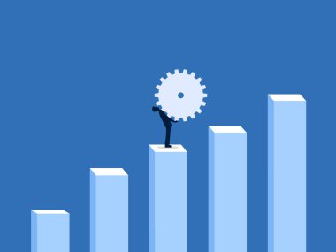 Çaba ve iş adamı büyüme çubuğu grafiğinde vites yükseltiyor