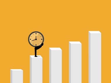 İş adamı büyüme çubuğu grafiğinde çaba ve zamana sahip