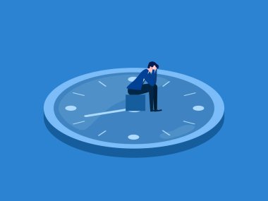 Tekrarlanan çalışmalardan muzdarip, rutin, üzgün iş adamı...