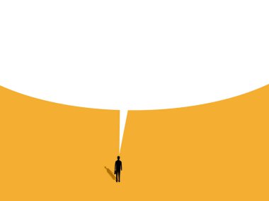 Bir çıkış yolu düşün, iş adamı büyük bir baloncukla düşünür.