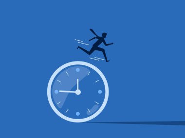 Etkili Zaman Yönetimi, saate atlayan iş adamı.