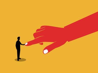 Meydan okuma, iş adamı savaşıyor ve dev elleri itiyor.