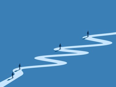 İşadamı uzun ve dolambaçlı bir yolda yürüyor.