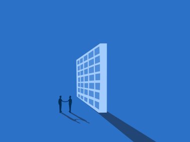 İki işadamı el sıkışıyor ve gümrük tarifesi duvarı kurmayı kabul ediyor.