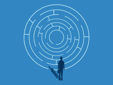 İş adamı bir labirenti çözmeye çalışır.