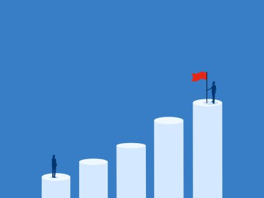 Baro grafiğindeki işadamı, rol model olarak hedefe ulaşan insanlara bakıyor