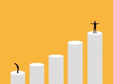 Baro tablosunda çok farklı seviyelerde iki işadamı var.