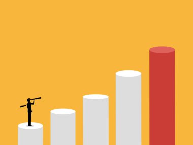 Vizyoner işadamı bar tablosundaki büyümeye bakıyor