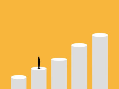 Güvenilir işadamı büyüme çubuğu grafiğinde.